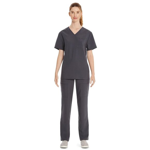 Two (2) New Women's Scrubstar Core Essentials V-Neck Scrubs Top Size L Pewter - Picture 6 of 6